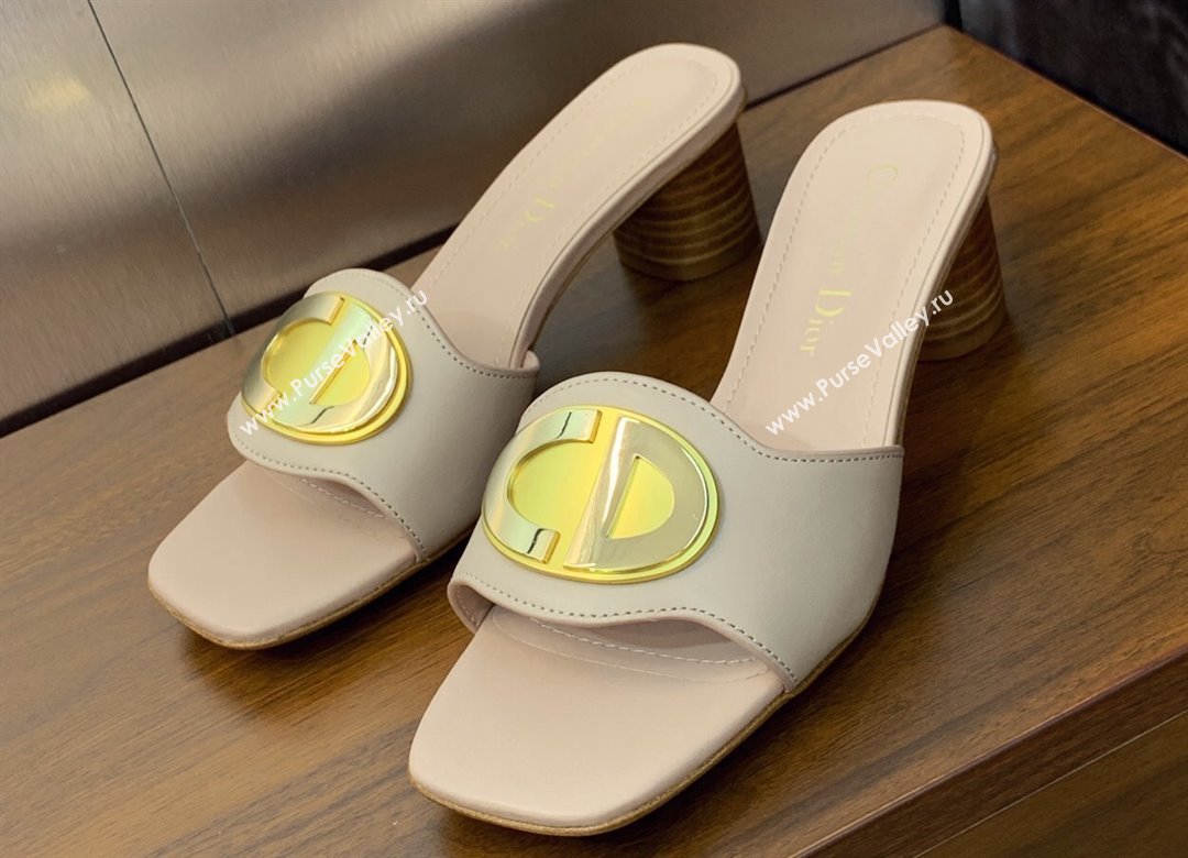 Dior Heel 4.5cm Forever Heeled Slides in Nude Calfskin 2024 (modeng-23120906)