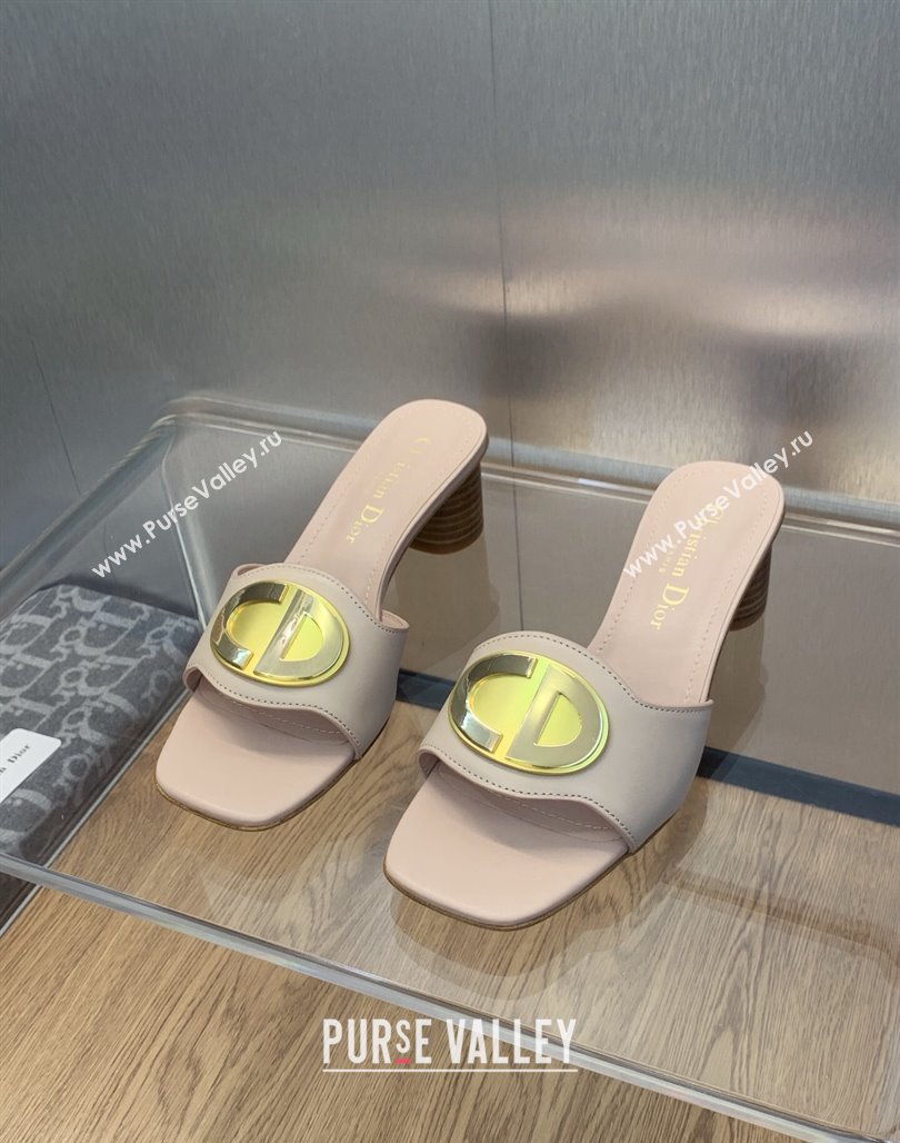 Dior Heel 4.5cm Forever Heeled Slides in Nude Calfskin 2024 (modeng-23120906)