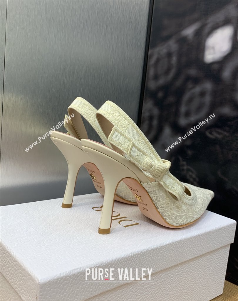 Dior Heel 9.5cm JAdior Slingback Pumps in Transparent Mesh Embroidered with White Butterfly Motif 2024 (modeng-23120850)