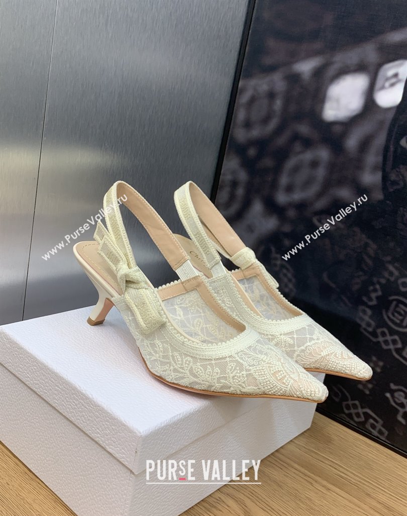 Dior Heel 6.5cm JAdior Slingback Pumps in Transparent Mesh Embroidered with White Butterfly Motif 2024 (modeng-23120851)