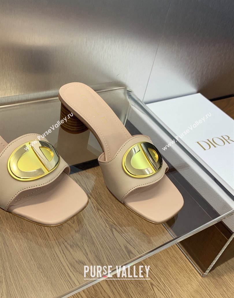 Dior Heel 4.5cm Forever Heeled Slides in Nude Calfskin 2024 (modeng-23120906)