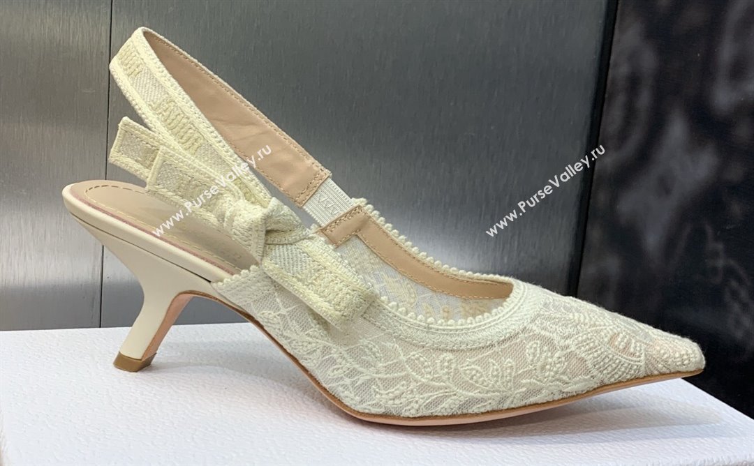 Dior Heel 6.5cm JAdior Slingback Pumps in Transparent Mesh Embroidered with White Butterfly Motif 2024 (modeng-23120851)