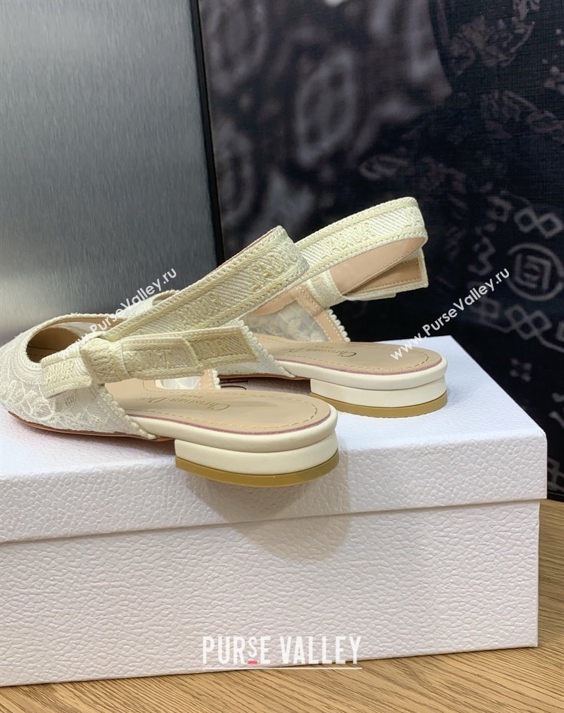 Dior JAdior Slingback Ballerina Flats in Transparent Mesh Embroidered with White Butterfly Motif 2024 (modeng-23120852)