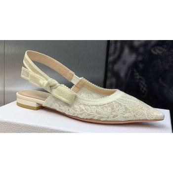 Dior JAdior Slingback Ballerina Flats in Transparent Mesh Embroidered with White Butterfly Motif 2024 (modeng-23120852)