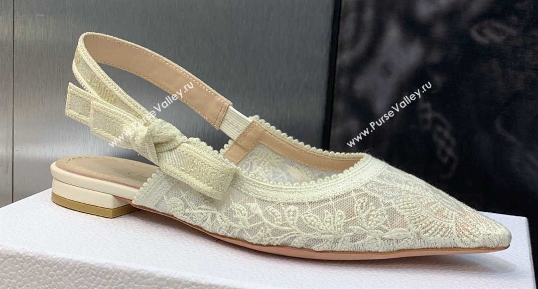Dior JAdior Slingback Ballerina Flats in Transparent Mesh Embroidered with White Butterfly Motif 2024 (modeng-23120852)