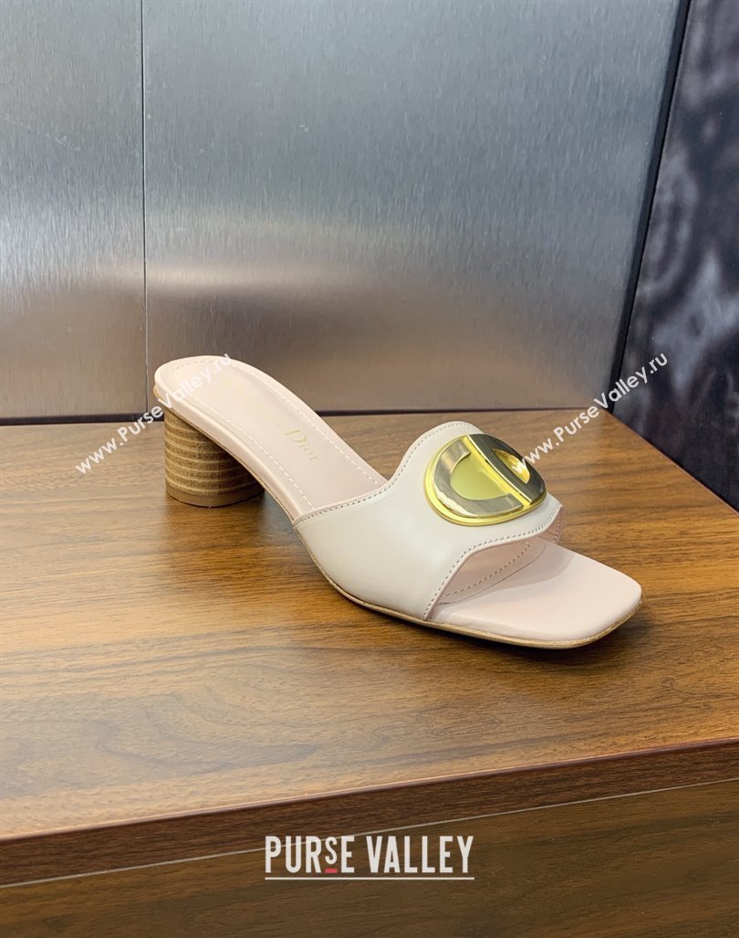 Dior Heel 4.5cm Forever Heeled Slides in Nude Calfskin 2024 (modeng-23120906)