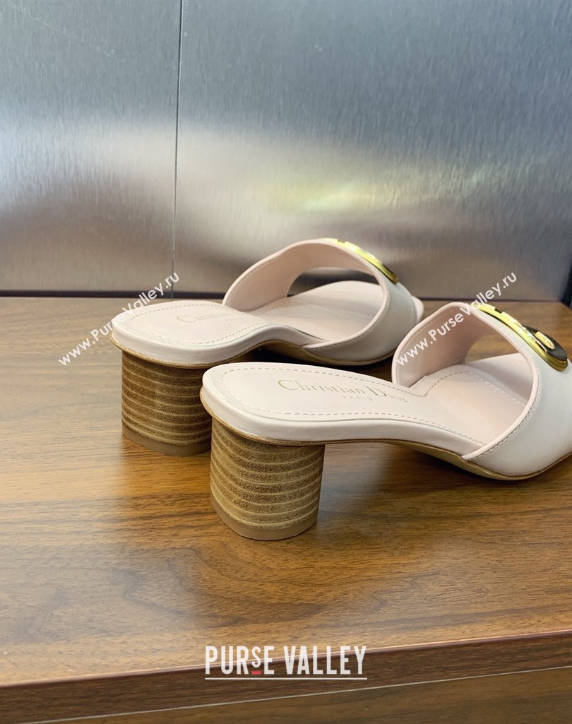 Dior Heel 4.5cm Forever Heeled Slides in Nude Calfskin 2024 (modeng-23120906)
