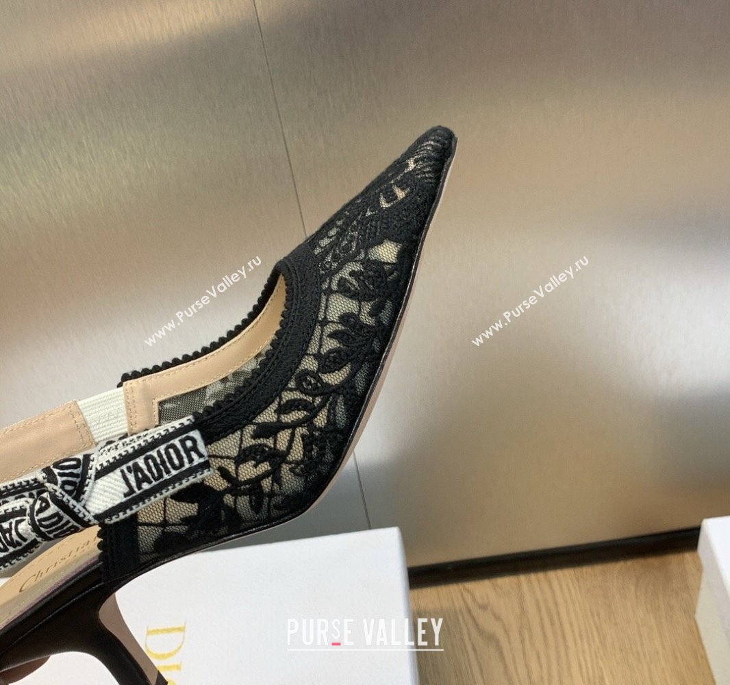 Dior Heel 6.5cm JAdior Slingback Pumps in Transparent Mesh Embroidered with Black Butterfly Motif 2024 (modeng-23120857)