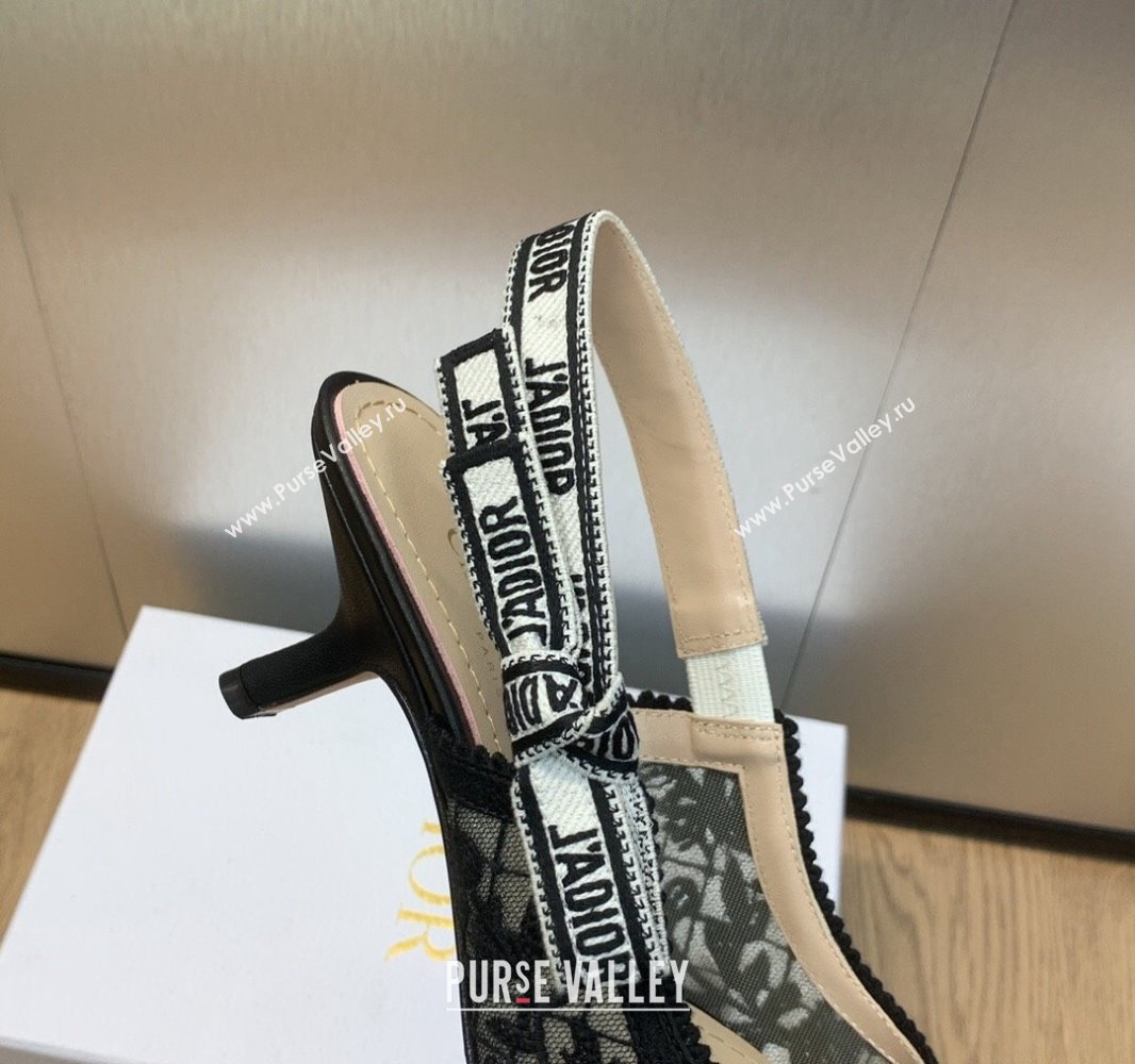 Dior Heel 6.5cm JAdior Slingback Pumps in Transparent Mesh Embroidered with Black Butterfly Motif 2024 (modeng-23120857)