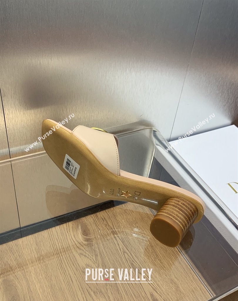 Dior Heel 4.5cm Forever Heeled Slides in Nude Calfskin 2024 (modeng-23120906)