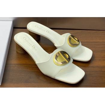 Dior Heel 4.5cm Forever Heeled Slides in White Calfskin 2024 (modeng-23120905)