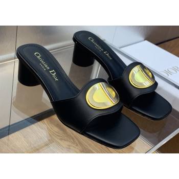 Dior Heel 4.5cm Forever Heeled Slides in Black Calfskin 2024 (modeng-23120901)