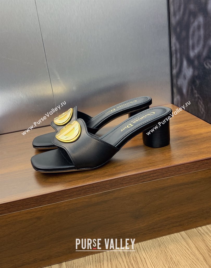 Dior Heel 4.5cm Forever Heeled Slides in Black Calfskin 2024 (modeng-23120901)
