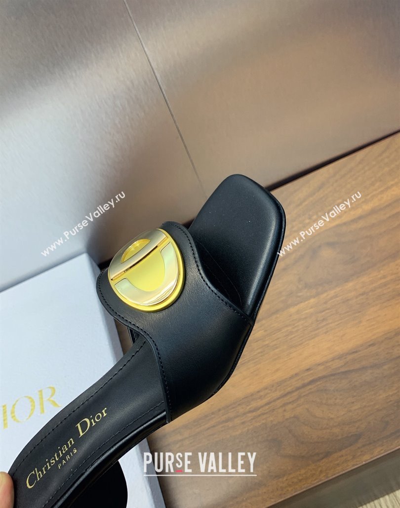 Dior Heel 4.5cm Forever Heeled Slides in Black Calfskin 2024 (modeng-23120901)