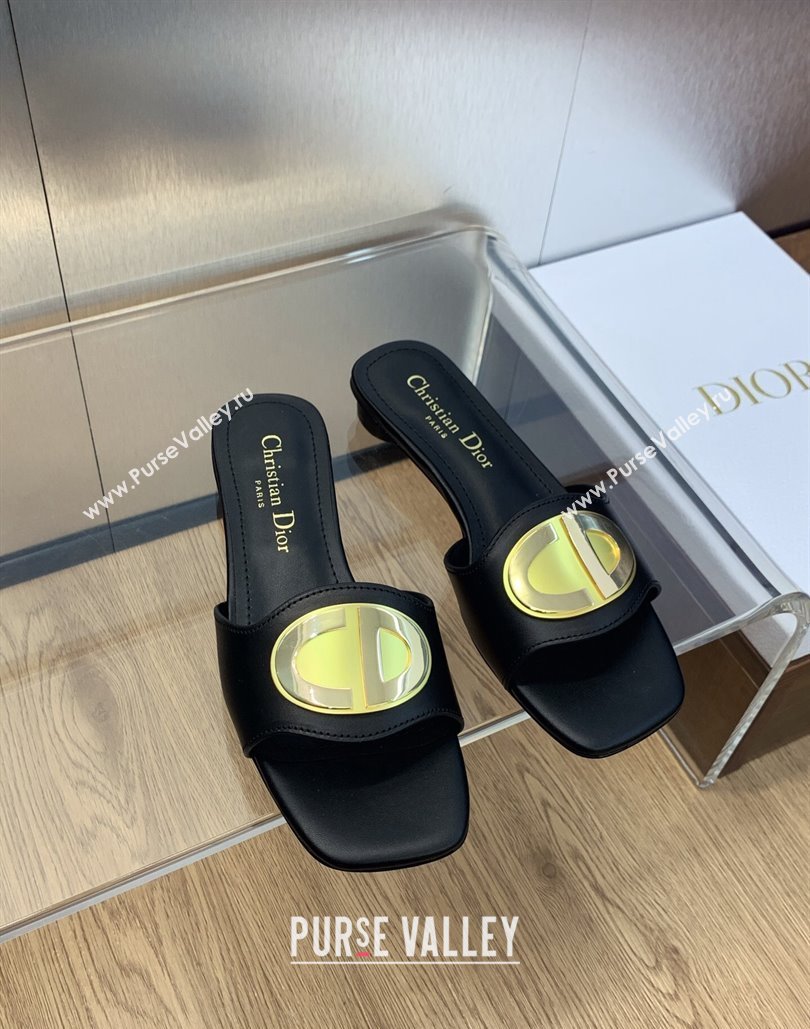 Dior Heel 1.5cm Forever Slides in Black Calfskin 2024 (modeng-23120902)