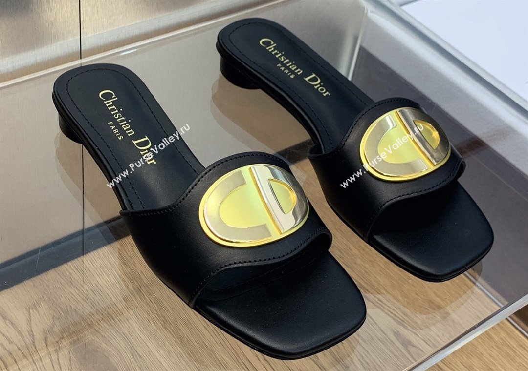 Dior Heel 1.5cm Forever Slides in Black Calfskin 2024 (modeng-23120902)
