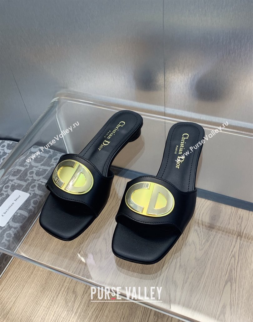 Dior Heel 1.5cm Forever Slides in Black Calfskin 2024 (modeng-23120902)