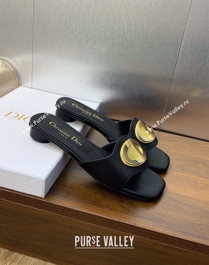 Dior Heel 1.5cm Forever Slides in Black Calfskin 2024 (modeng-23120902)