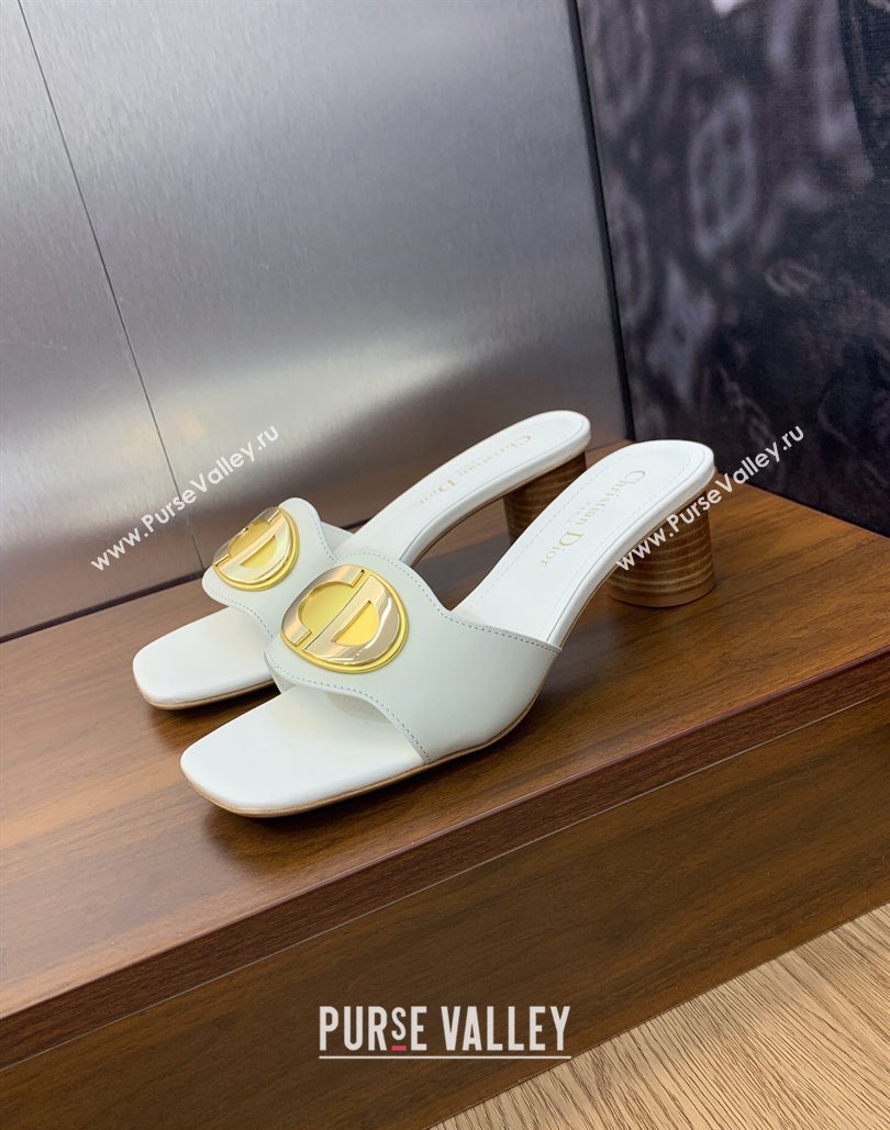 Dior Heel 4.5cm Forever Heeled Slides in White Calfskin 2024 (modeng-23120905)
