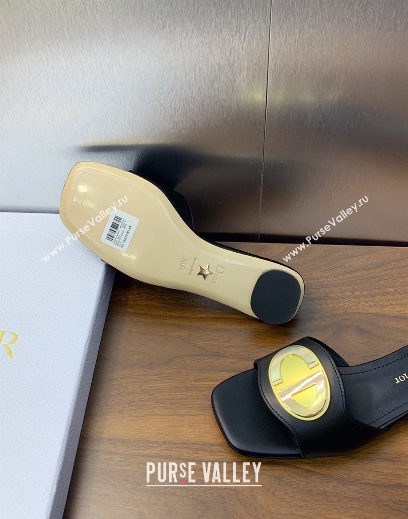 Dior Heel 1.5cm Forever Slides in Black Calfskin 2024 (modeng-23120902)