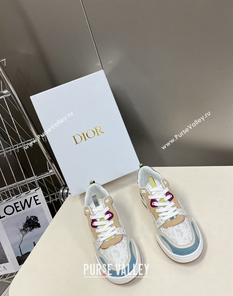 Dior Women/Men One Sneakers in White Dior Oblique Perforated Calfskin and Multicolor Suede Calfskin 2024 (modeng-23120819)