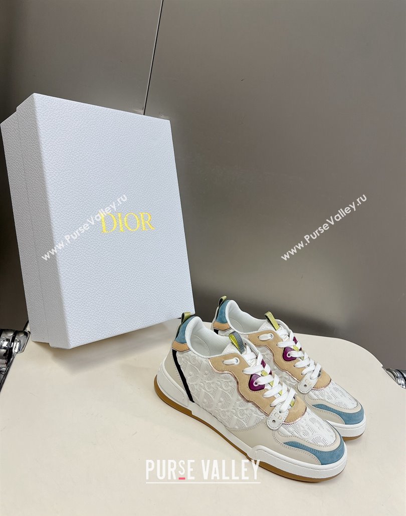 Dior Women/Men One Sneakers in White Dior Oblique Perforated Calfskin and Multicolor Suede Calfskin 2024 (modeng-23120819)