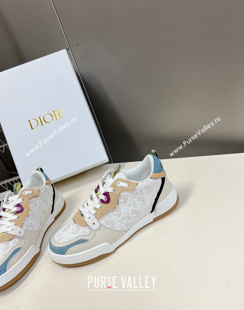 Dior Women/Men One Sneakers in White Dior Oblique Perforated Calfskin and Multicolor Suede Calfskin 2024 (modeng-23120819)