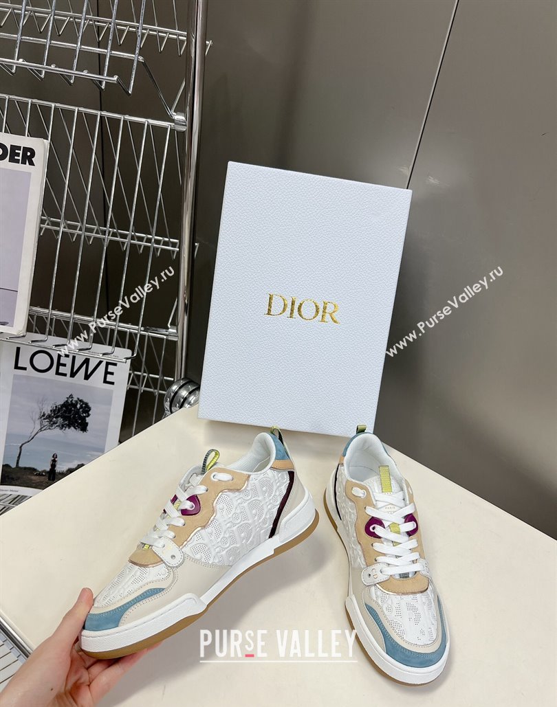 Dior Women/Men One Sneakers in White Dior Oblique Perforated Calfskin and Multicolor Suede Calfskin 2024 (modeng-23120819)
