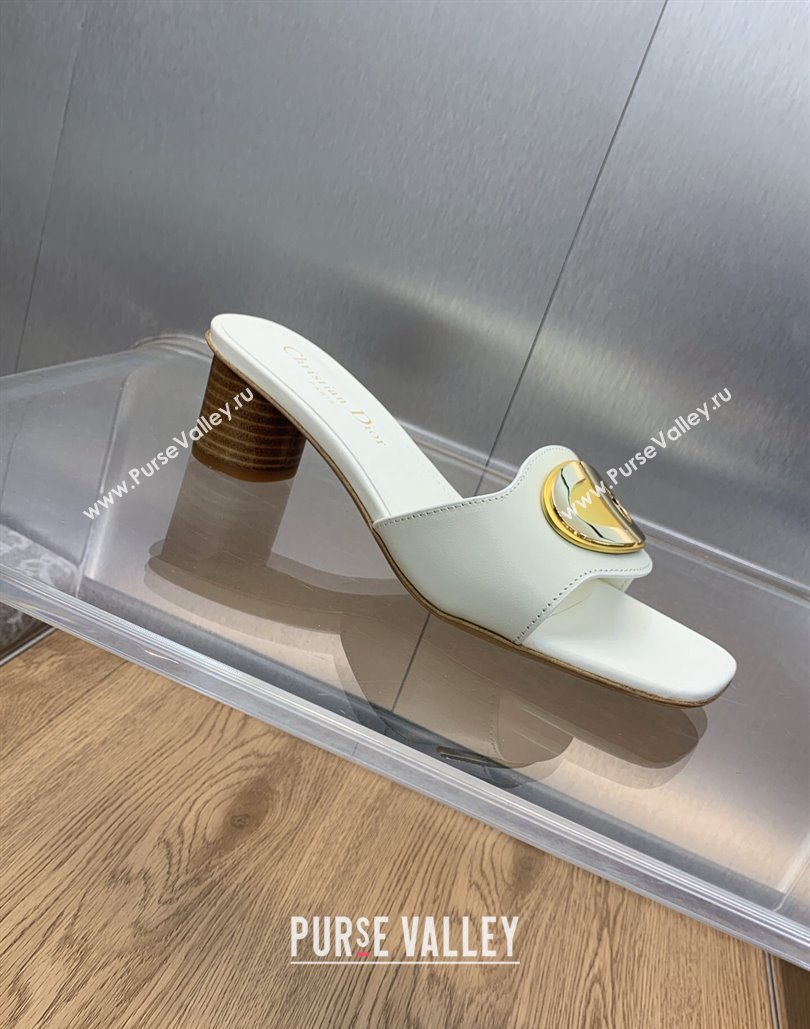 Dior Heel 4.5cm Forever Heeled Slides in White Calfskin 2024 (modeng-23120905)