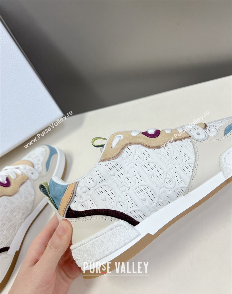Dior Women/Men One Sneakers in White Dior Oblique Perforated Calfskin and Multicolor Suede Calfskin 2024 (modeng-23120819)
