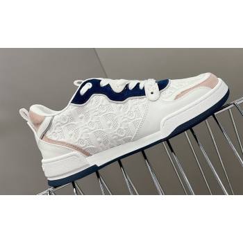 Dior Women/Men One Sneakers in White and Nude Blue Dior Oblique Perforated Calfskin 2024 (modeng-23120818)