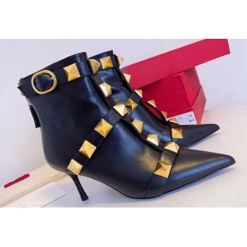Valentino Calfskin Roman Stud Ankle Boots Black 2024 (modeng-23120715)