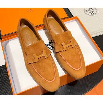Hermes Paris loafer in suede goatskin Yellow with tone-on-tone signature H detail (modeng-23121126)