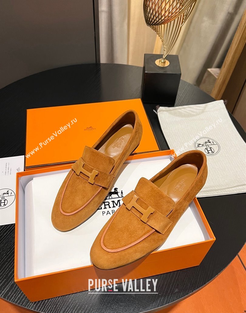Hermes Paris loafer in suede goatskin Yellow with tone-on-tone signature H detail (modeng-23121126)