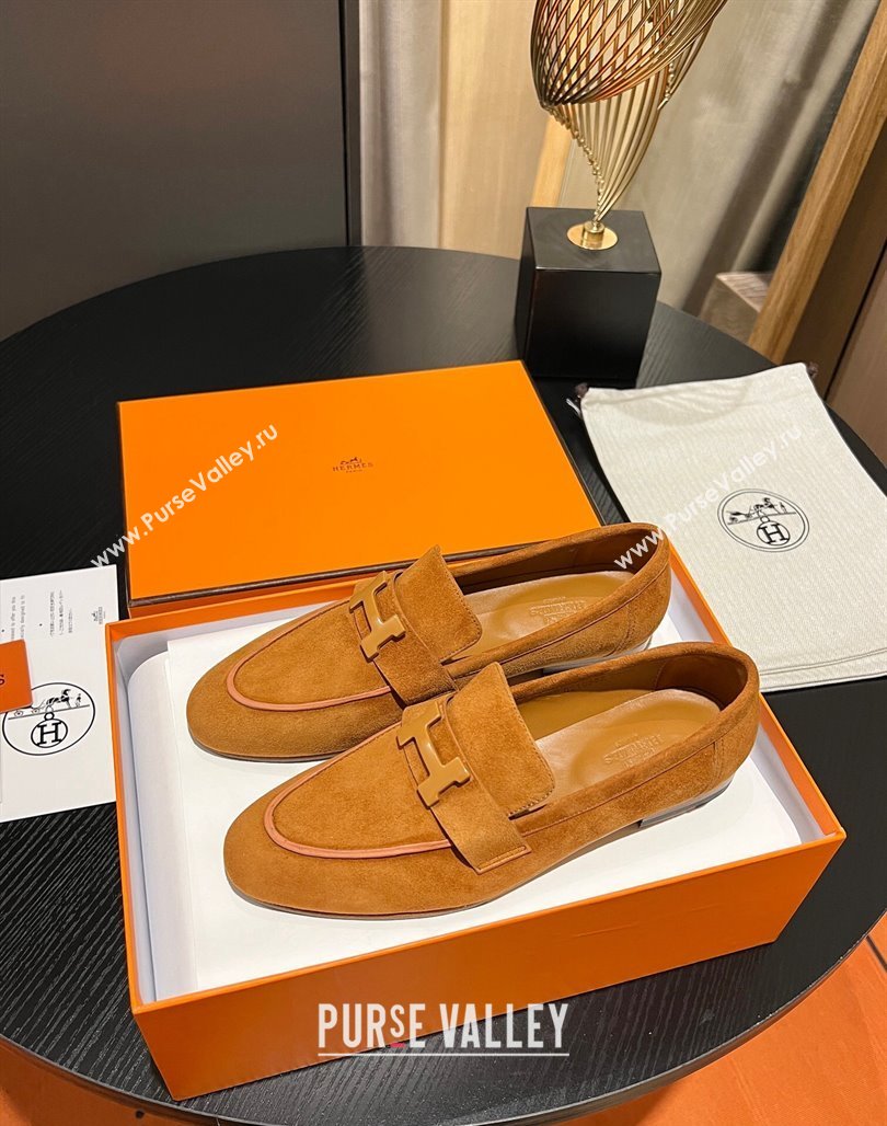 Hermes Paris loafer in suede goatskin Yellow with tone-on-tone signature H detail (modeng-23121126)