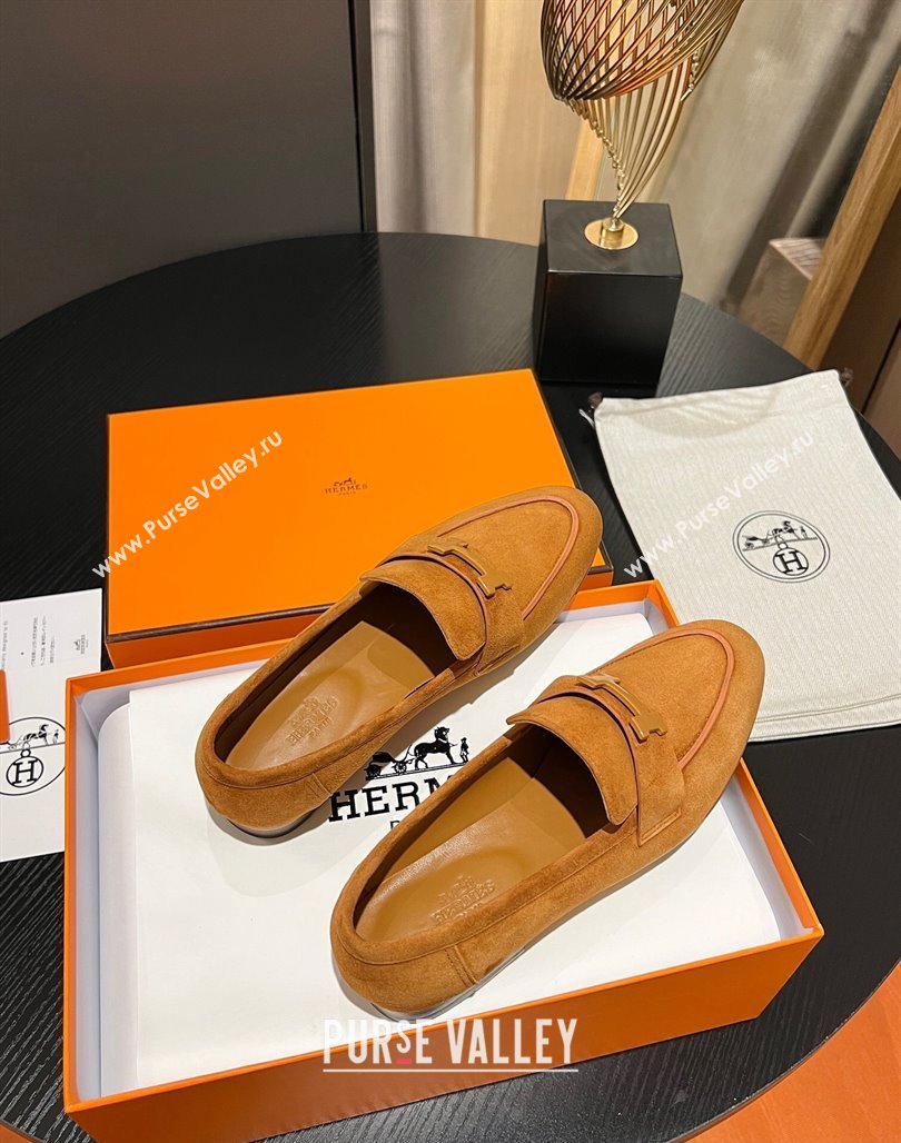 Hermes Paris loafer in suede goatskin Yellow with tone-on-tone signature H detail (modeng-23121126)