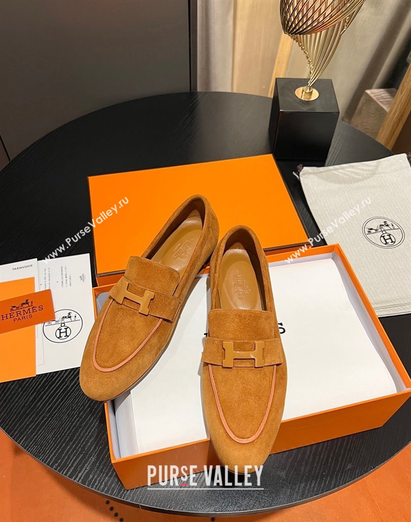 Hermes Paris loafer in suede goatskin Yellow with tone-on-tone signature H detail (modeng-23121126)