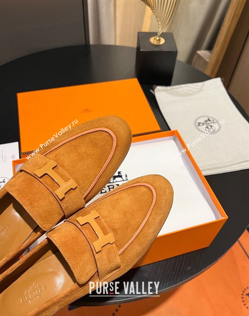 Hermes Paris loafer in suede goatskin Yellow with tone-on-tone signature H detail (modeng-23121126)