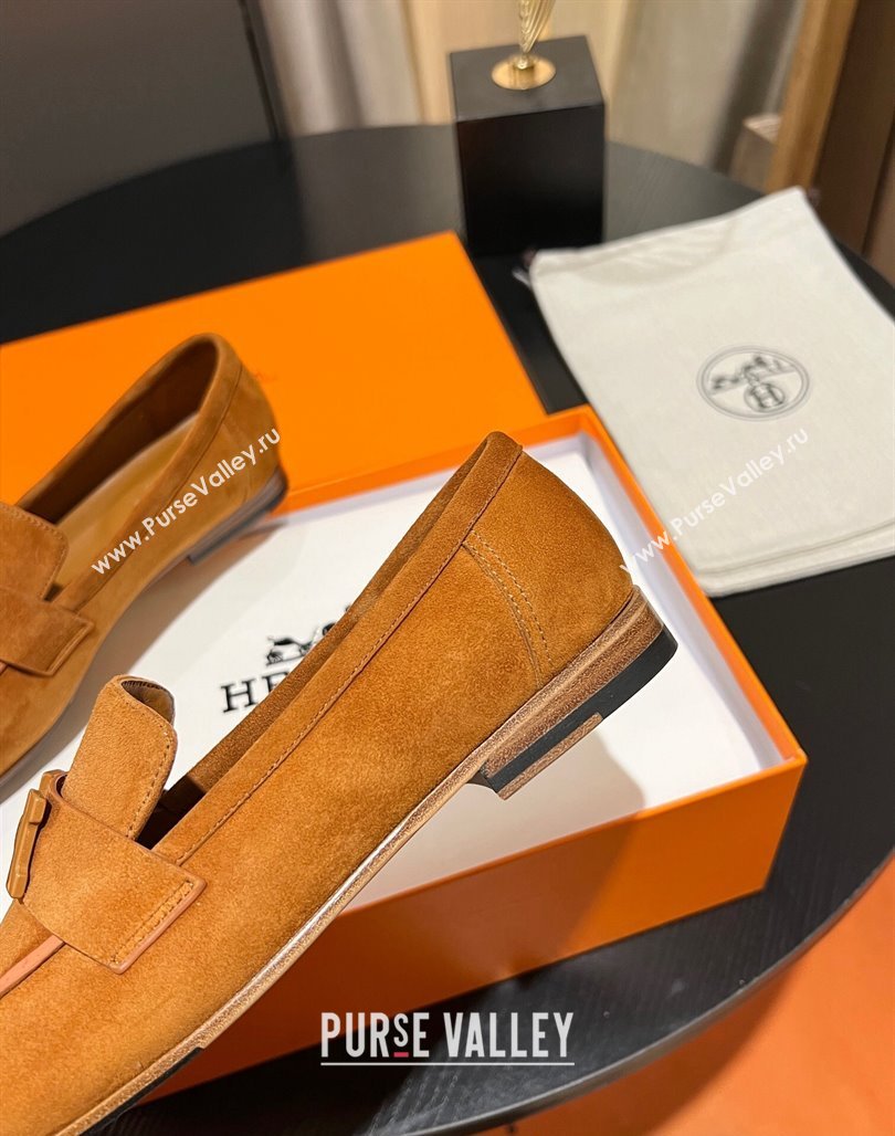 Hermes Paris loafer in suede goatskin Yellow with tone-on-tone signature H detail (modeng-23121126)
