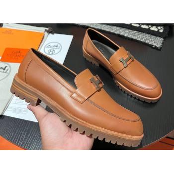 Hermes Faubourg loafer in calfskin Brown with signature H detail (modeng-23121212)
