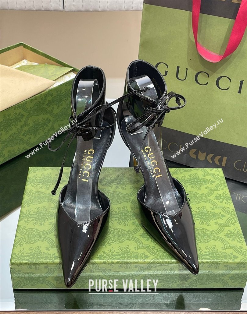 Gucci Heel 8.5cm patent leather Womens high heel pumps 717159 Black 2024 (SS-23120701)