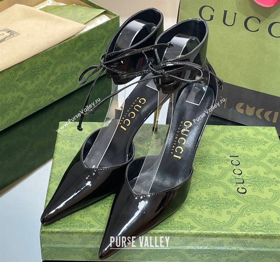 Gucci Heel 8.5cm patent leather Womens high heel pumps 717159 Black 2024 (SS-23120701)