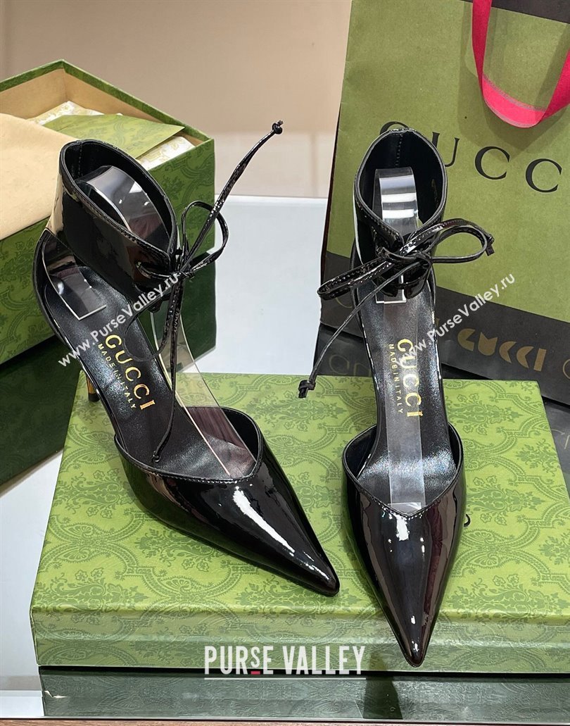 Gucci Heel 8.5cm patent leather Womens high heel pumps 717159 Black 2024 (SS-23120701)