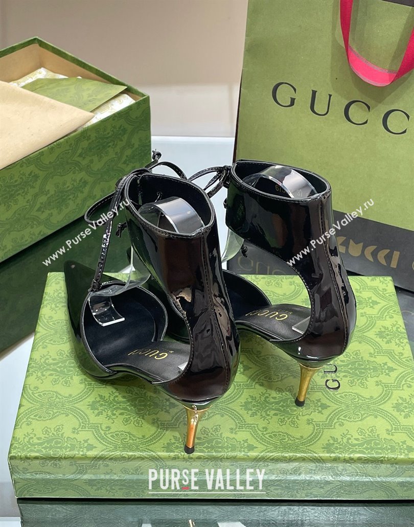 Gucci Heel 8.5cm patent leather Womens high heel pumps 717159 Black 2024 (SS-23120701)