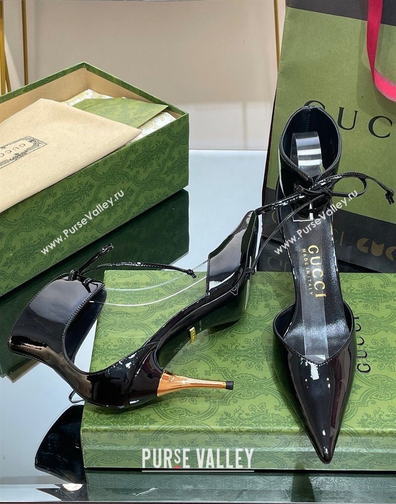Gucci Heel 8.5cm patent leather Womens high heel pumps 717159 Black 2024 (SS-23120701)