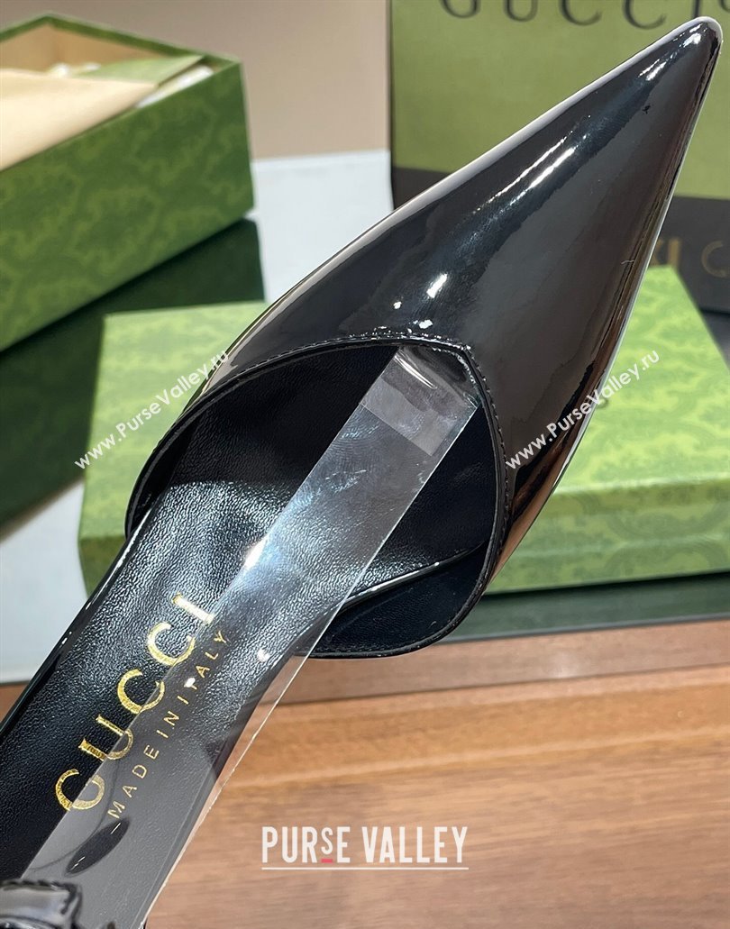 Gucci Heel 8.5cm patent leather Womens high heel pumps 717159 Black 2024 (SS-23120701)