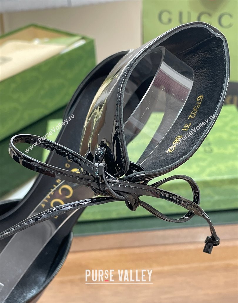 Gucci Heel 8.5cm patent leather Womens high heel pumps 717159 Black 2024 (SS-23120701)