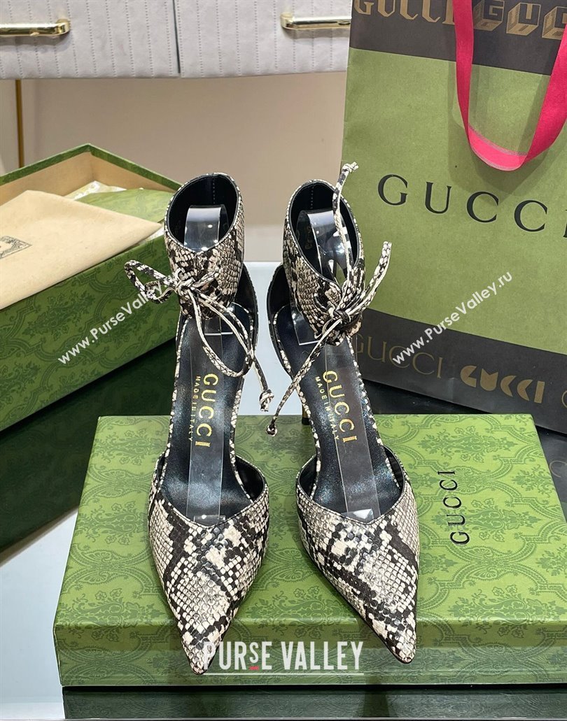 Gucci Heel 8.5cm leather Womens high heel pumps 717159 Python Pattern 2024 (SS-23120703)