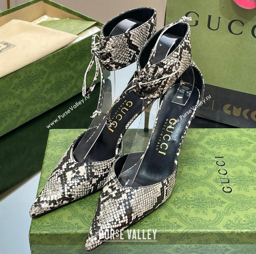 Gucci Heel 8.5cm leather Womens high heel pumps 717159 Python Pattern 2024 (SS-23120703)