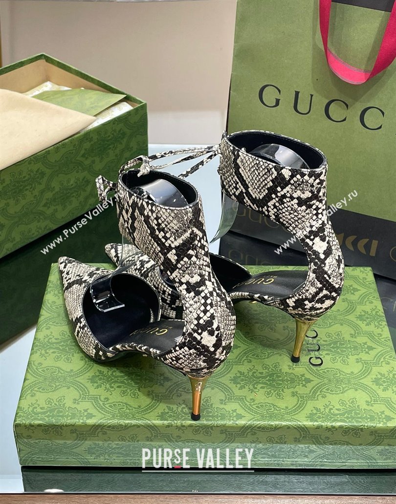 Gucci Heel 8.5cm leather Womens high heel pumps 717159 Python Pattern 2024 (SS-23120703)